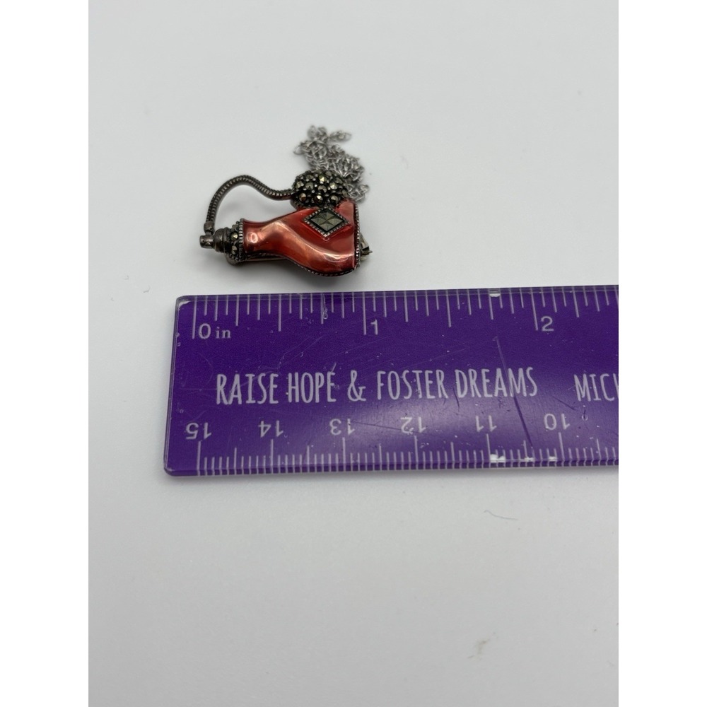 Judith Jack Brooch Perfume Red‎ Enamel Atomizer Sterling Marcasite Pin Brooch - Picture 9 of 10